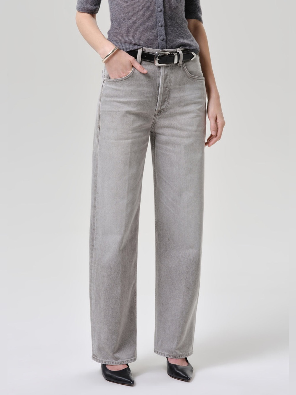 Citizens of Humanity Ayla Baggy Wide Leg Denim Jeans Gray Size 24 Chic 90s Fall